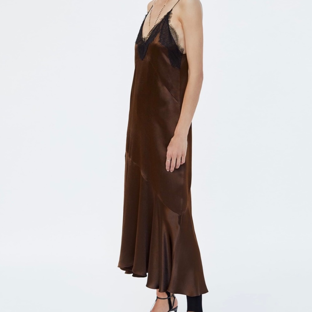 Zara Satin maxi dress. With lace detailing